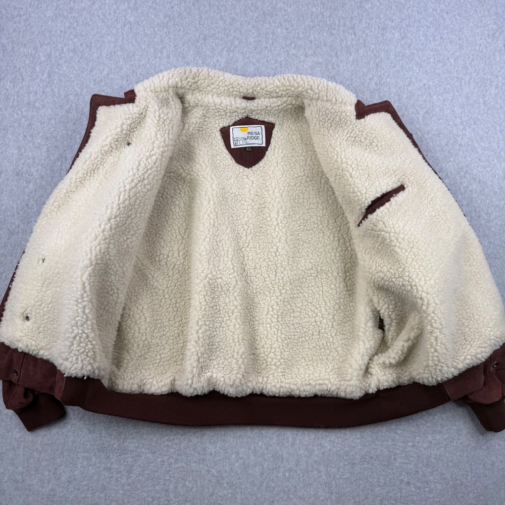 Vintage Mesa Ridge Jacket Mens XL Brown Suede Leather Western Sherpa Lined 90s - Picture 8 of 12